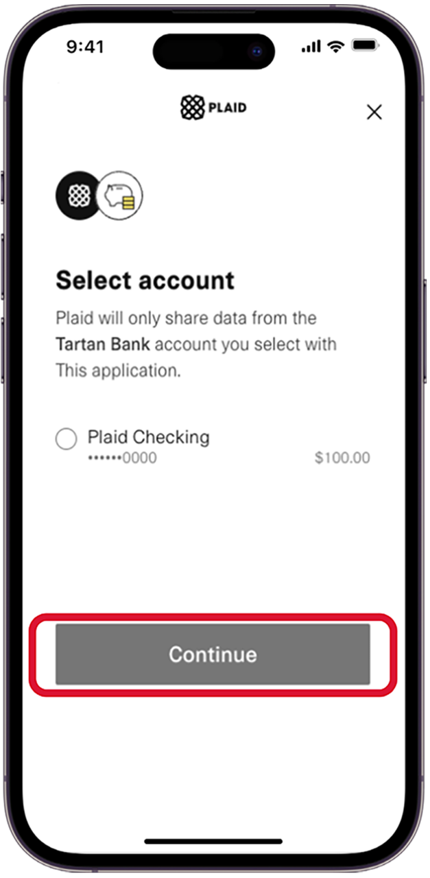 3.2 Select account and continue