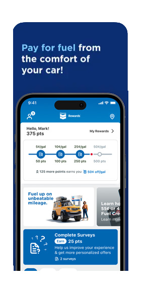 Chevron texaco rewards app homepage