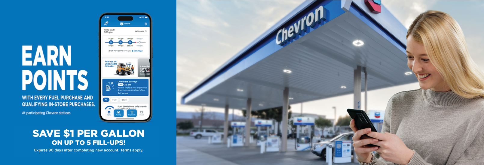 Chevron Gas Station featuring its mobile app