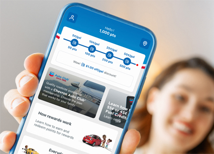 Chevron mobile app on phone